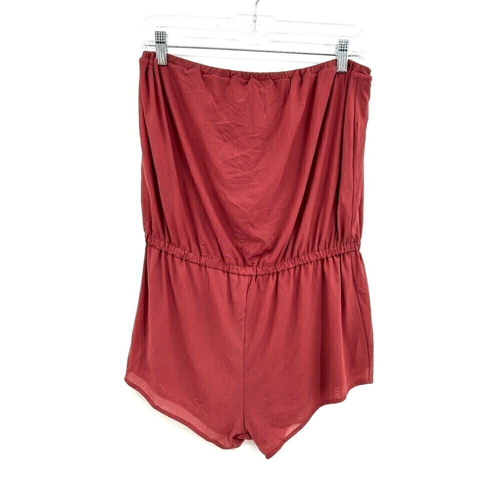 NWT CHASER Rusty Pink Strapless Swim Romper Cover Up Size Medium